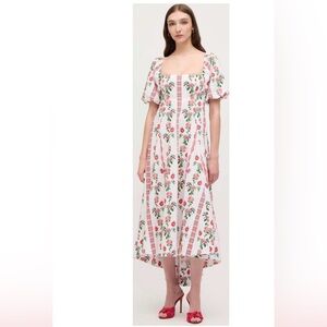 Hillhouse Matilda Dress - Red Shell Vine Stripe Cotton- Small